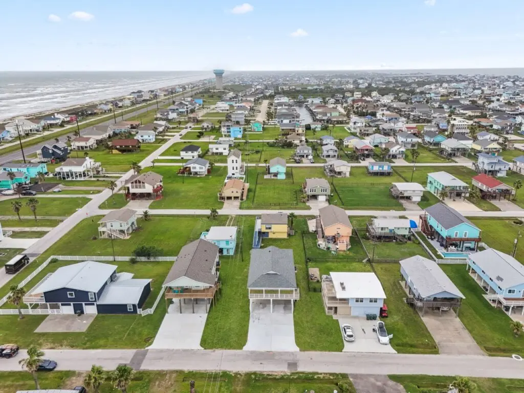 aerial view of a galveston texas home